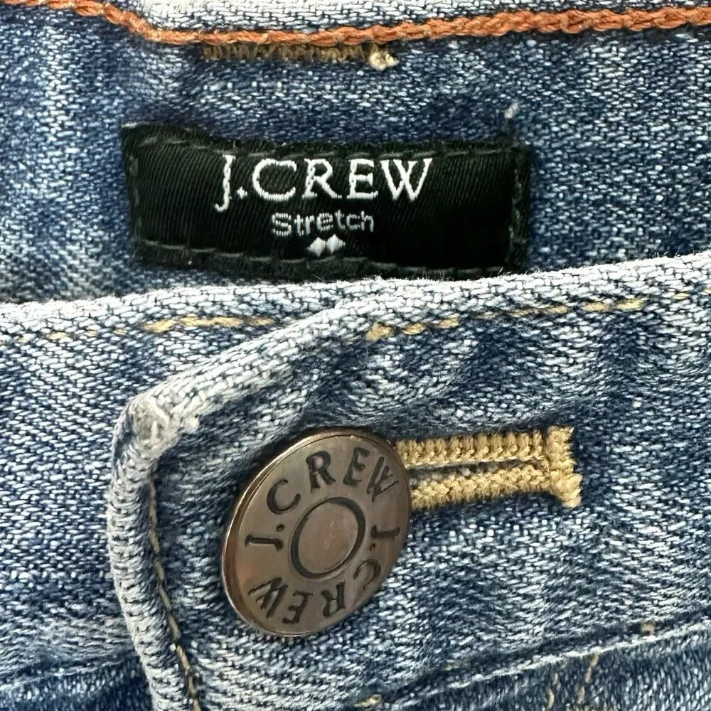 J. Crew Denim Stretch Shorts Womens 6 Distressed Raw Hem Preppy Stretch Grunge